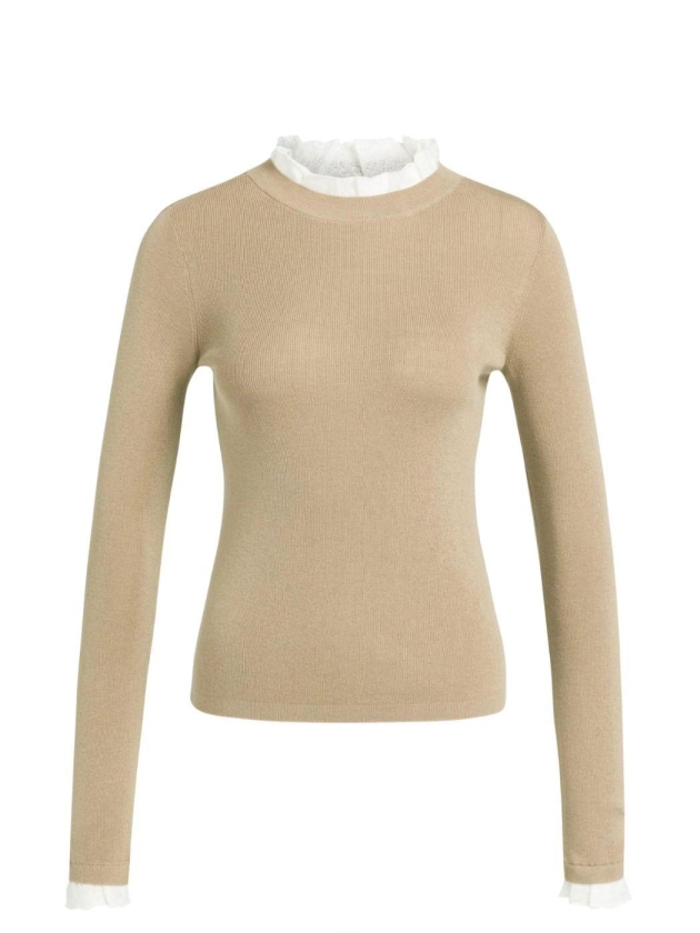 Yaya Aansluitende ribgebreide trui 61315 Cornstalk brown