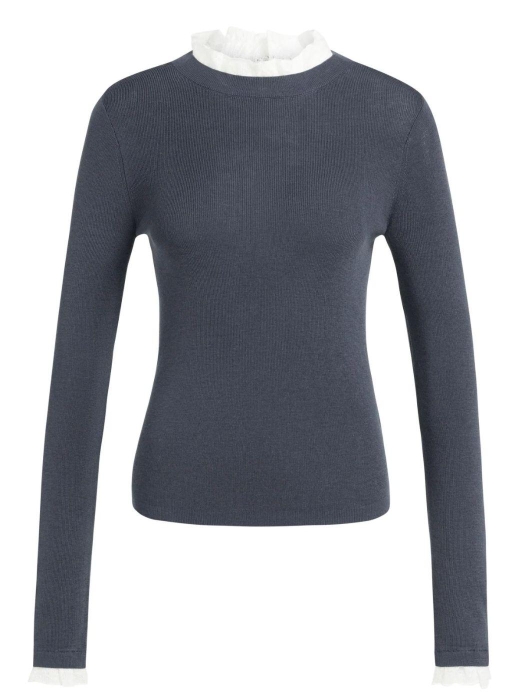 Yaya Aansluitende ribgebreide trui 939302 Odyssey gray mel