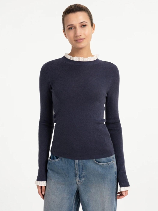 Yaya Aansluitende ribgebreide trui 939302 Odyssey gray mel