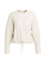 Yaya Ribgebreide trui met vleermuis 990802 Off white mel