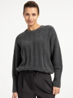 Yaya Ribgebreide trui met vleermuis 99086 Grey melange