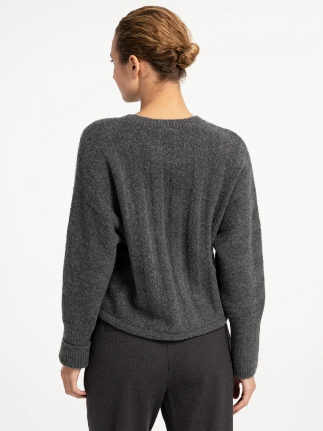 Yaya Ribgebreide trui met vleermuis 99086 Grey melange
