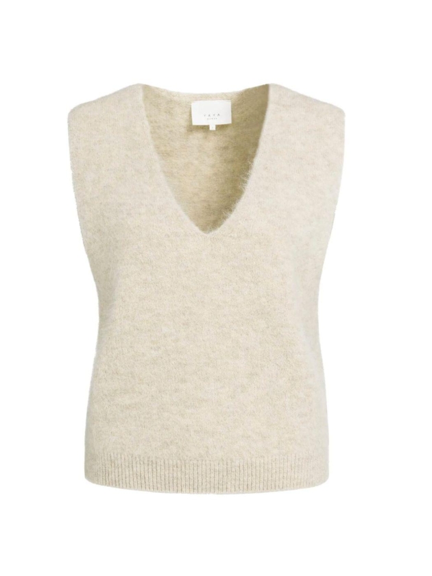 Yaya Spencer met diepe V-hals 990832 light beige mel