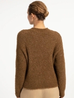 Yaya Gebreide trui met kunstwerk 810181 Otter brown dessin