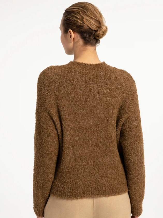Yaya Gebreide trui met kunstwerk 810181 Otter brown dessin