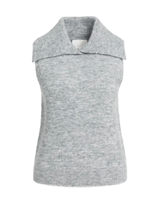 Yaya Mouwloze trui met kraag 99085 Medium grey mel
