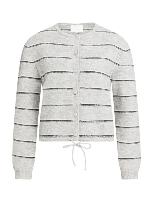 Yaya Gebreid gestreept vest met lan 99085 Medium grey mel