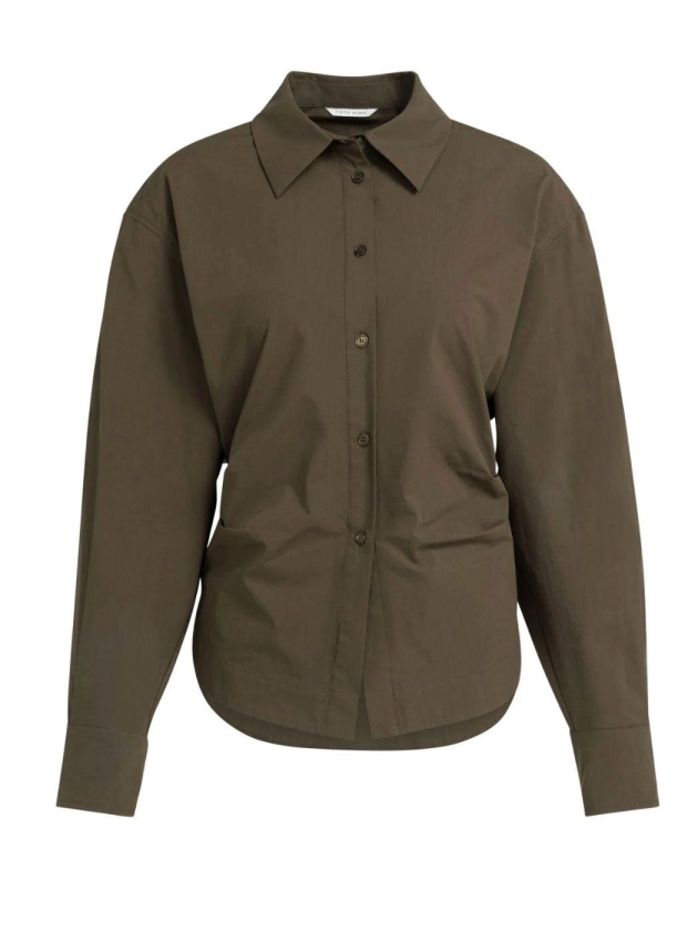 Yaya Blouse met tailleaccent en plo 90814 Slate black brown