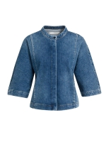 Yaya Denim blouse met korte mouwen 99024 Dark blue denim