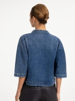 Yaya Denim blouse met korte mouwen 99024 Dark blue denim