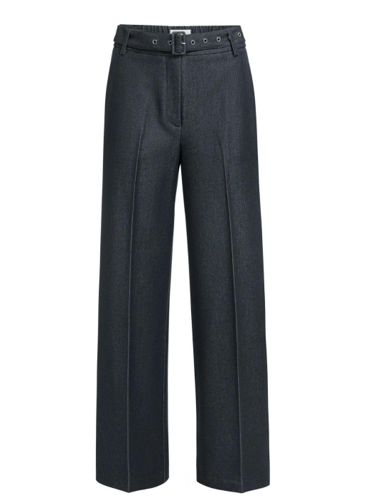 Yaya Geweven broek met wijde pijpen 93820 Cat black