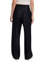 Yaya Geweven broek met wijde pijpen 93820 Cat black
