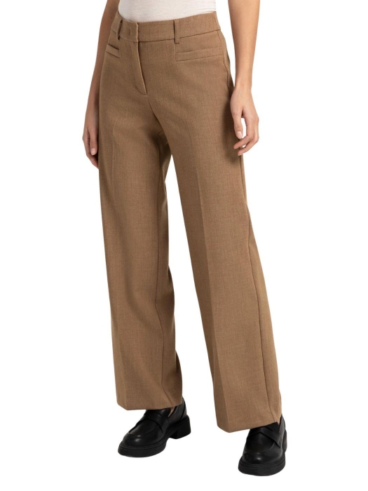 Yaya Geweven broek met rechte pijpe 810182 Otter brown mel