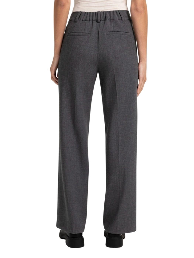 Yaya Geweven broek met rechte pijpe 99087 Anthracite mel