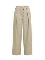 Yaya Geweven broek met wijde pijpen 611032 Pure cashmere grey mel
