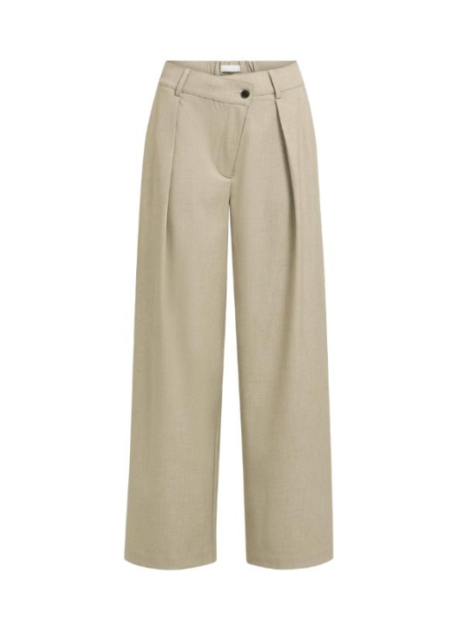Yaya Geweven broek met wijde pijpen 611032 Pure cashmere grey mel