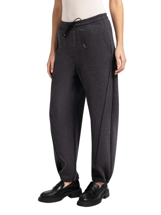 Yaya Jersey wijde broek met rechte 939132 Hole black mel
