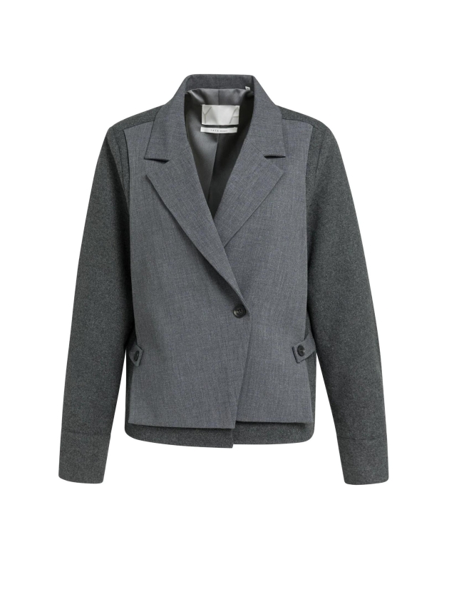 Yaya Geweven, losvallende blazer me 99087 Anthracite mel