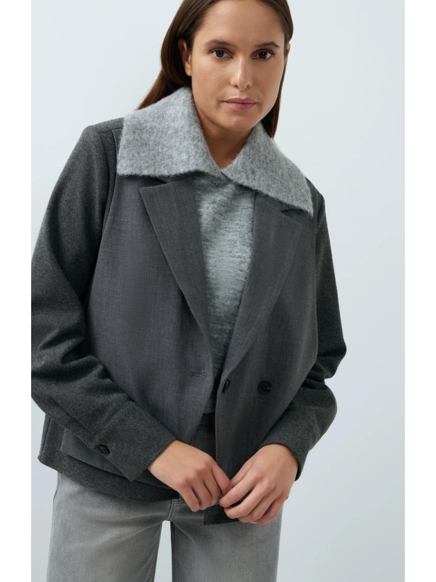 Yaya Geweven, losvallende blazer me 99087 Anthracite mel
