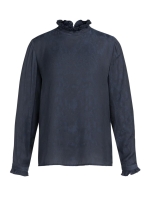 Yaya Top met lange mouwen en ruches 938201 Cat black dessin