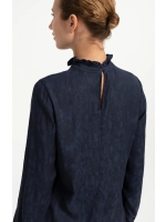 Yaya Top met lange mouwen en ruches 938201 Cat black dessin