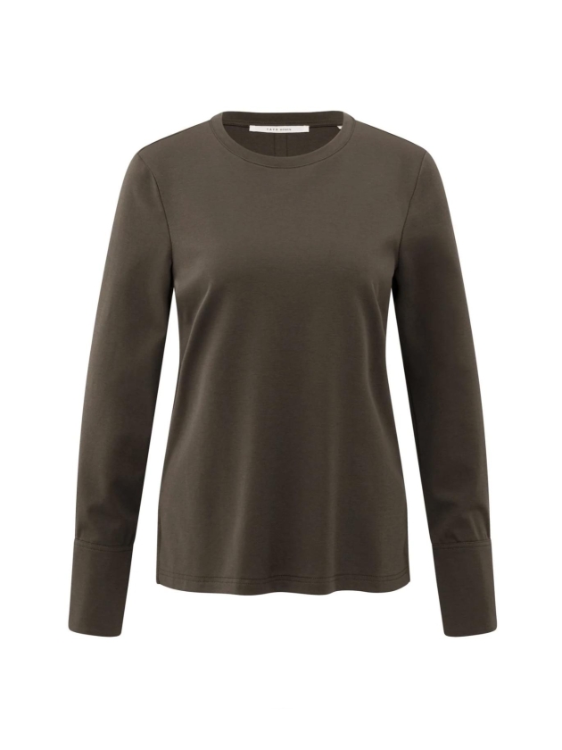 Yaya Jersey top met lange mouwen en 90814 Slate black brown