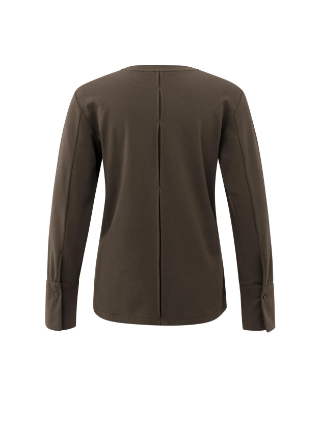 Yaya Jersey top met lange mouwen en 90814 Slate black brown