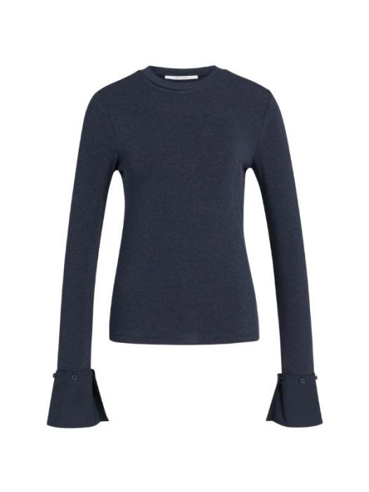 Yaya Jersey top met afneembare manc 611032 Pure cashmere grey mel