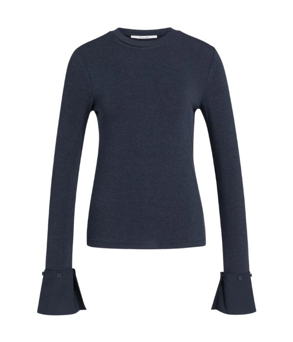 Yaya Jersey top met afneembare manc 611032 Pure cashmere grey mel