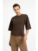Yaya Zachte jersey top met wijde mo 90814 Slate black brown