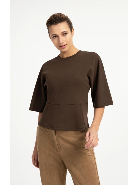 Yaya Zachte jersey top met wijde mo 90814 Slate black brown