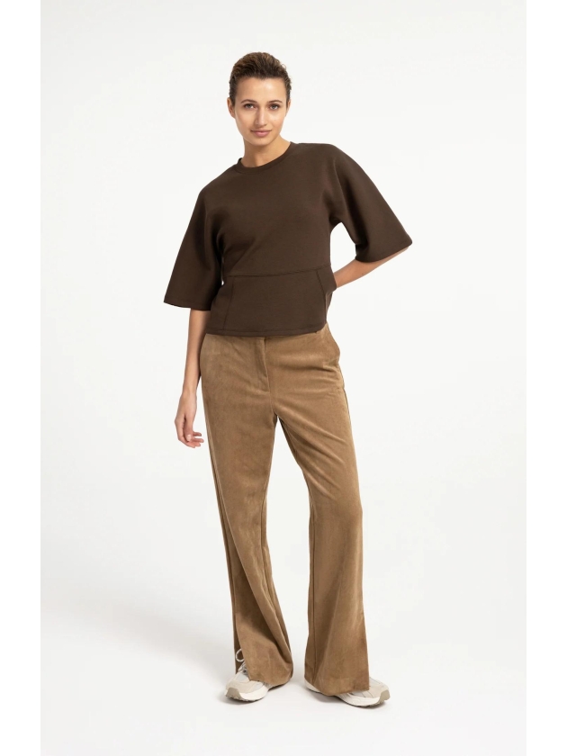 Yaya Zachte jersey top met wijde mo 90814 Slate black brown