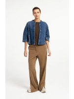 Yaya Zachte jersey top met wijde mo 90814 Slate black brown