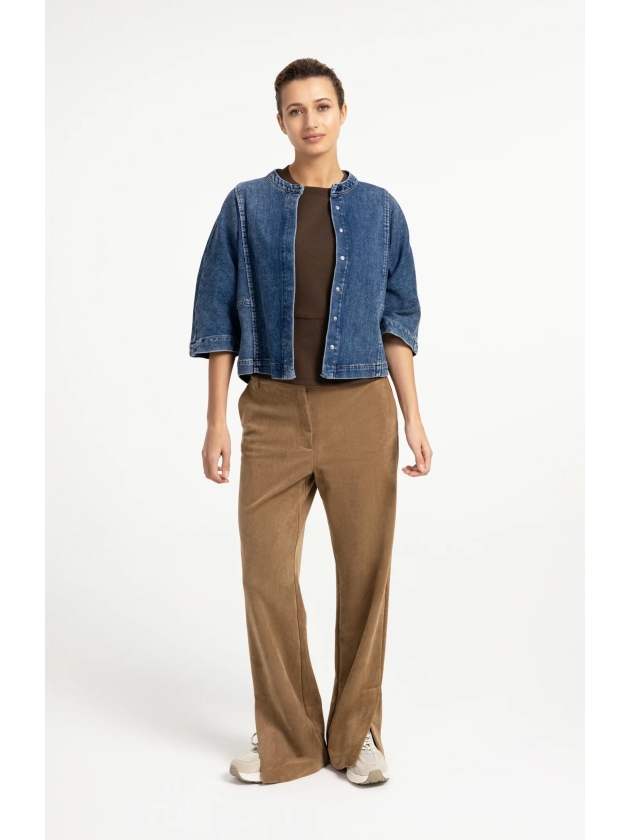 Yaya Zachte jersey top met wijde mo 90814 Slate black brown