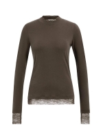 Yaya Top met lange mouwen en kanten 90814 Slate black brown