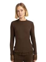 Yaya Top met lange mouwen en kanten 90814 Slate black brown