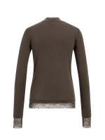 Yaya Top met lange mouwen en kanten 90814 Slate black brown