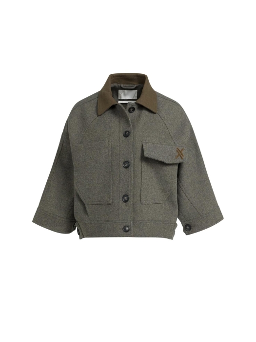 Yaya Oversized wolmix jas met contr 99086 Grey melange