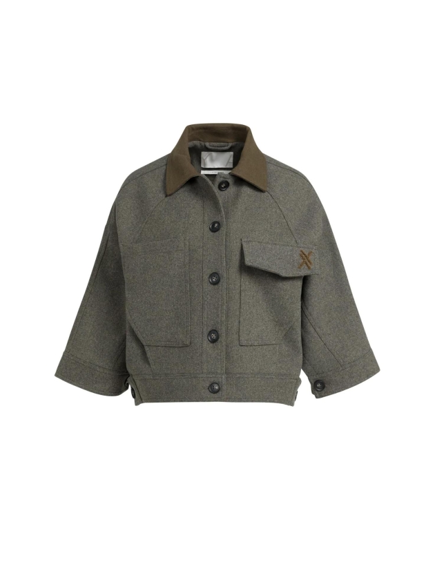 Yaya Oversized wolmix jas met contr 99086 Grey melange