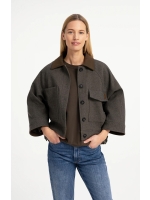 Yaya Oversized wolmix jas met contr 99086 Grey melange