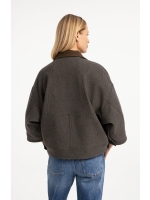 Yaya Oversized wolmix jas met contr 99086 Grey melange