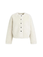 Yaya Oversized korte jas van imitat 31008 bleached sand beige