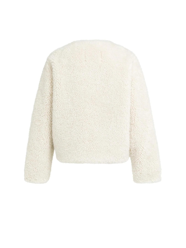 Yaya Oversized korte jas van imitat 31008 bleached sand beige