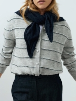 Yaya Gebreide driehoekige sjaal 938202 Cat black mel