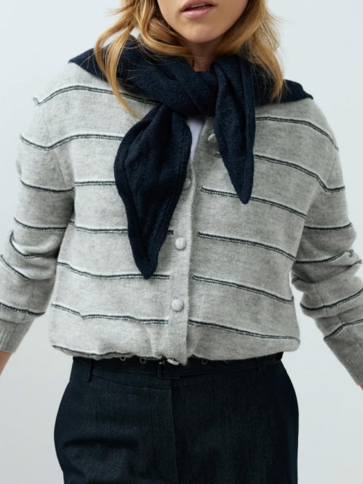 Yaya Gebreide driehoekige sjaal 938202 Cat black mel