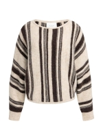 Yaya Gebreide trui met boothals 990901 Light beige dessin