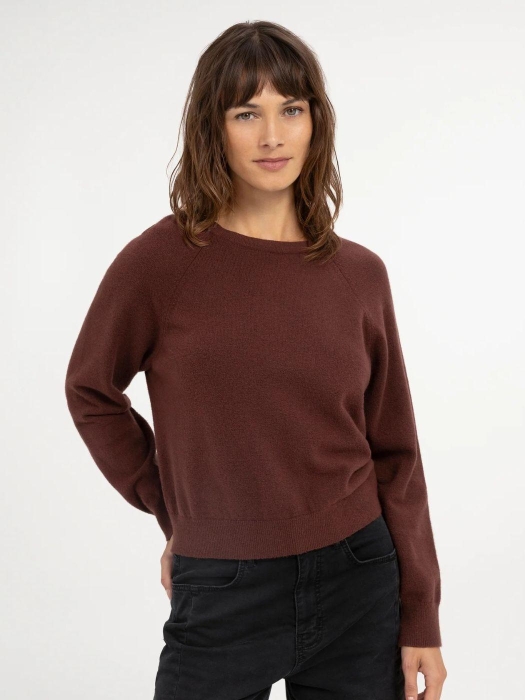 Yaya Vest met geweven details 91317 Bitter chocolate red