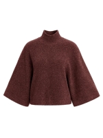 Yaya Gedreide trui 913172 Bitter chocolate red mel