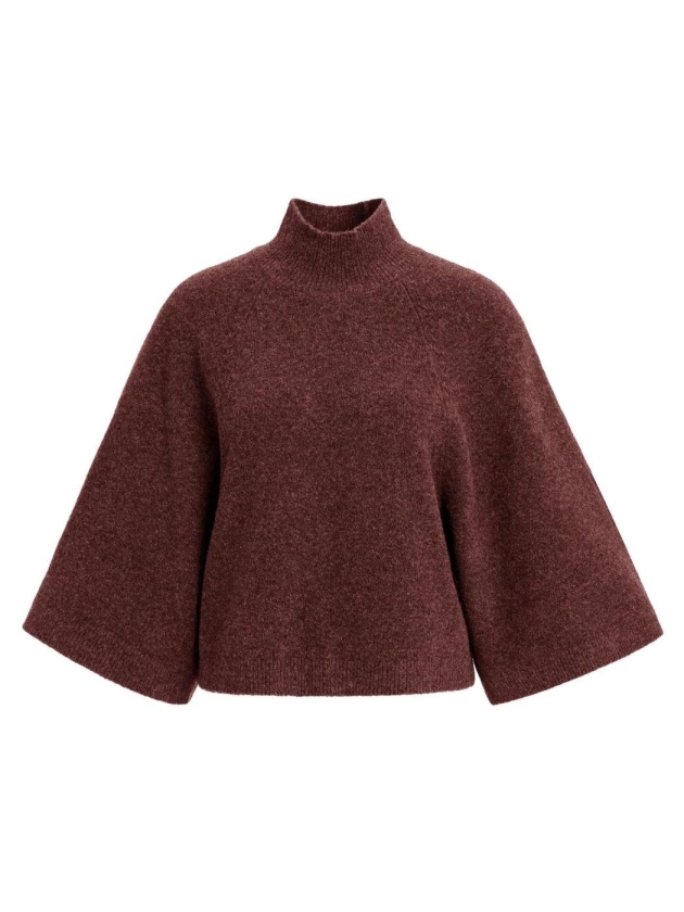 Yaya Gedreide trui 913172 Bitter chocolate red mel