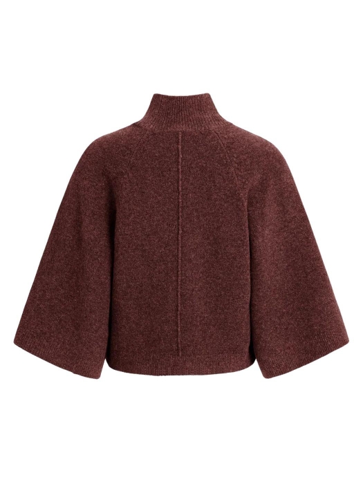 Yaya Gedreide trui 913172 Bitter chocolate red mel